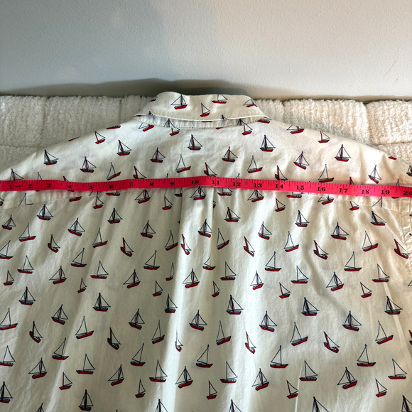 J CREW Men's Button Down Short Sleeve White Nautical Shirt Size XL Vacation - Picture 9 of 10